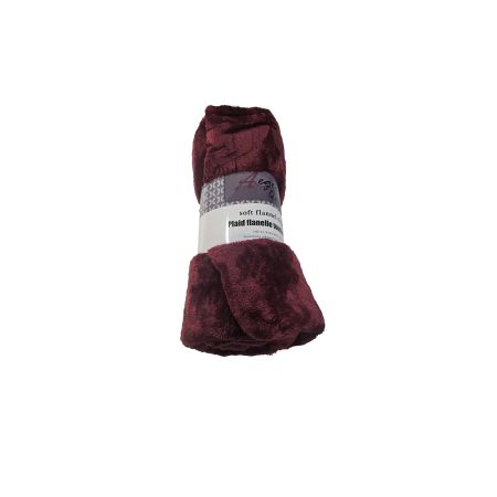 DMO- PLAID FLANELLE TOUCHER DOUX BORDEAUX-127*152CM - 100% POLYESTER