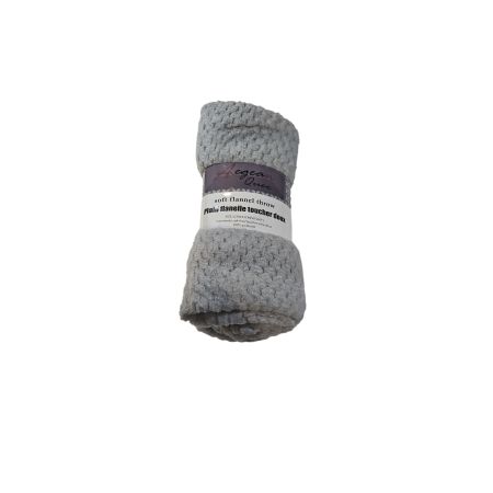 DMO- PLAID FLANELLE TOUCHER DOUX GRIS TEXTUREPALE-127*152CM - 100% POLYESTER