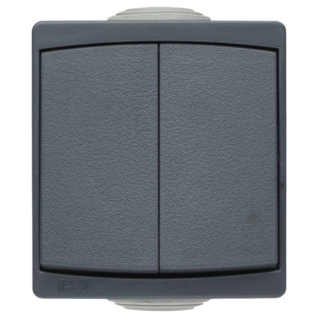 Interrupteur Va et Vient IP54 Double Gris Saillie - INVENTIV