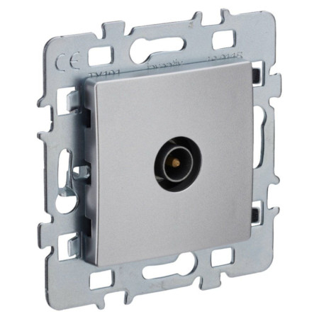 Prise TV Di-Line Argent - INVENTIV' - Connecteur F - Design Moderne