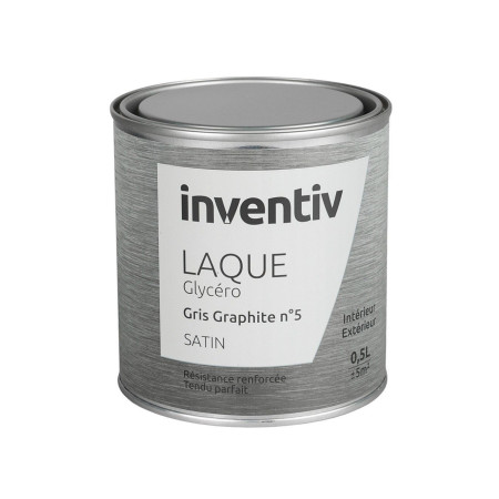 Inventiv Laque Glycéro Gris Graphite Satin 0,5L - Peinture Int/Ext