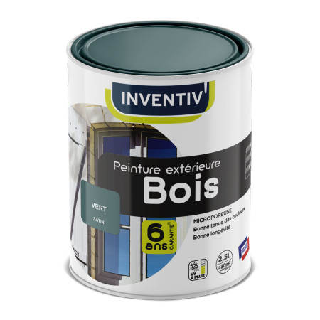 Inventiv - Peinture Bois Extérieure Vert Satin 2.5L - 6 Ans