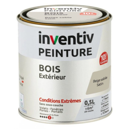 Inventiv Peinture Extérieure Bois Beige Sable Satin 0,5L
