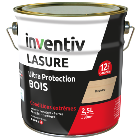 Lasure Inventiv 12 ans Teck - Protection Bois Extérieur 2,5L