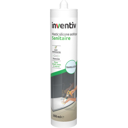 Mastic Silicone Sanitaire Translucide INVENTIV 300 mL - Anti-Moisissure