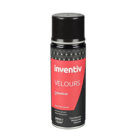 Peinture aérosol Velours Coquelicot 200ml - INVENTIV