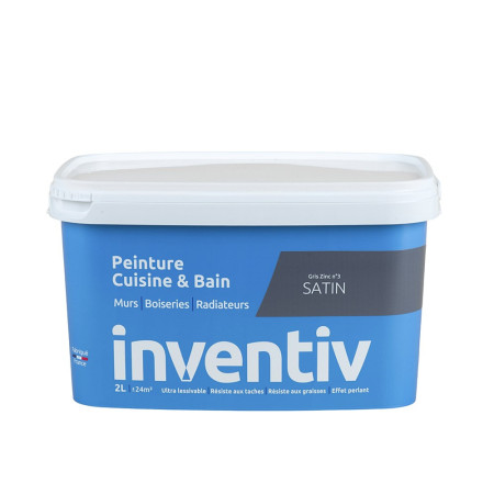 Peinture Cuisine & Bain Gris Zinc Satin 2L - INVENTIV