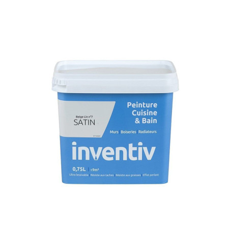 Peinture Cuisine & Bain Satin Beige Lin 7 - INVENTIV 0,75L
