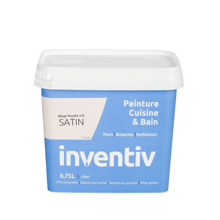 Peinture Cuisine & Bain Satin Beige Poudré 0,75L INVENTIV