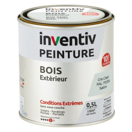 Peinture Extérieure Bois Gris Clair Satin 10 ans - INVENTIV