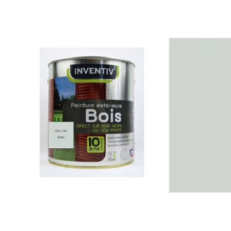 Peinture Extérieure Bois Inventiv Gris Ciel Satin - Protection 10 Ans