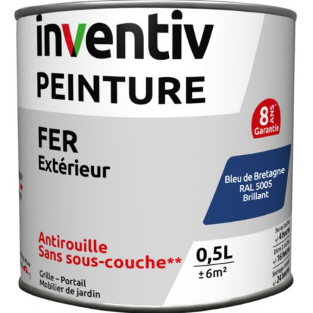 Peinture Extérieure Fer INVENTIV - 8 ans Garantie - Bleu Breton Brillant