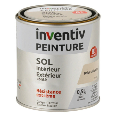 Peinture Extérieure Sol INVENTIV Beige Sable Satin 8 ans - 0,5 L