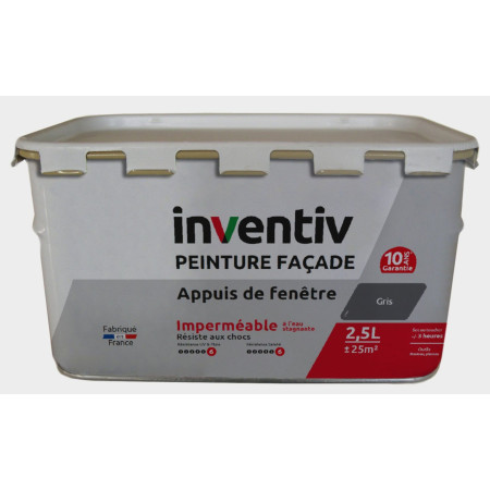 Peinture Façade Appuis de Fenêtre Gris 2,5L - INVENTIV