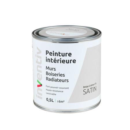 Peinture Intérieure Satin Beige Crème 0,5L - INVENTIV
