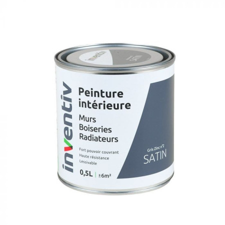 Peinture Intérieure Satin Gris Zinc 0,5L - INVENTIV