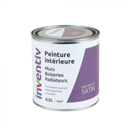 Peinture INVENTIV Murs Boiseries Radiateurs Satin Violet Glycine 0,5L