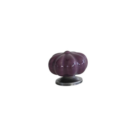 Bouton de porte violet en céramique - Design chou-fleur