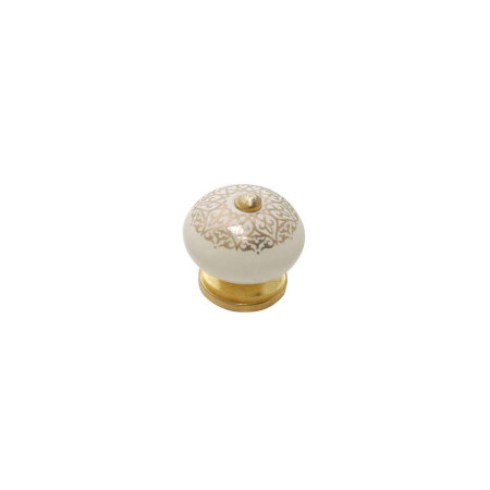 Bouton de Meuble Arabesque Blanc Or B BEAUTY ø40mm