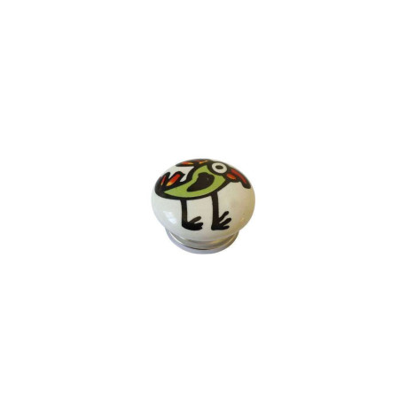 Bouton Meuble Oiseau Céramique Multicolore ø40mm