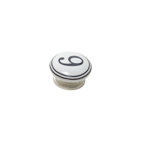 Bouton Meuble Céramique Noir Chiffre 6 - B BEAUTY