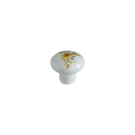 Bouton Meuble Classique Céramique Blanc Jaune - B BEAUTY