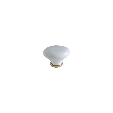 Bouton Meuble Céramique Blanc Style Laiton 35mm