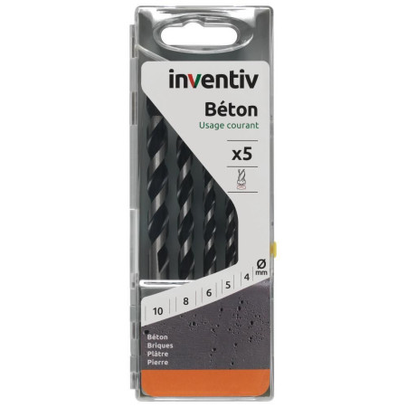 Coffret 5 Forets Béton INVENTIV Ø4-10 mm