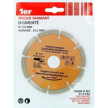 Disque Diamant Couronne Segmentée Ø115mm - 1er Prix