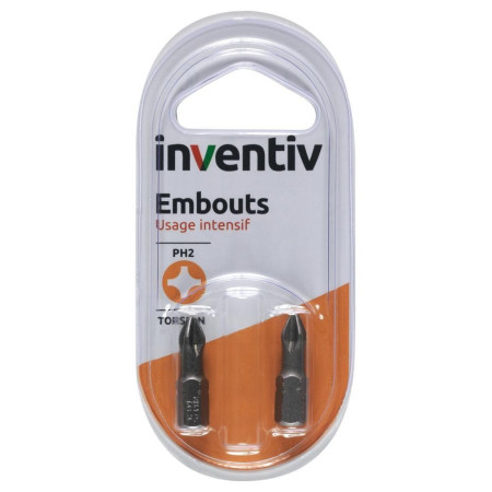 Embouts de vissage PH2 INVENTIV 25 mm - Acier Magnétique