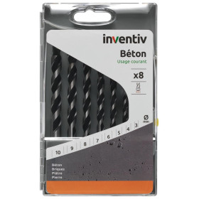 Forets béton INVENTIV Ø3-10 mm - Perçage béton, brique, pierre