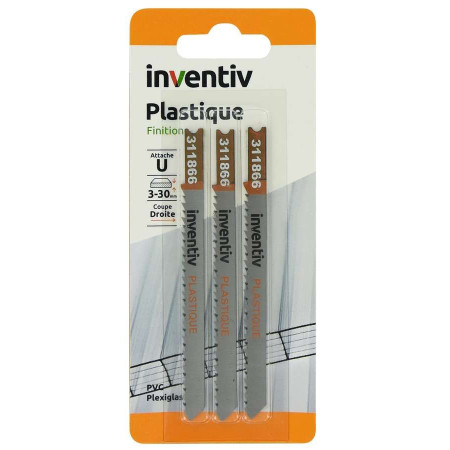 Lames de scie à chantourner INVENTIV - Plastique - 3 mm x 30 mm