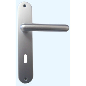 Poignée de Porte Trou Clé Thonon Aluminium Argent Entraxe 195mm