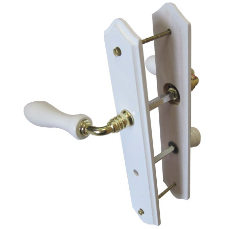 Poignées de porte bois blanc entraxe 195mm - 1ER