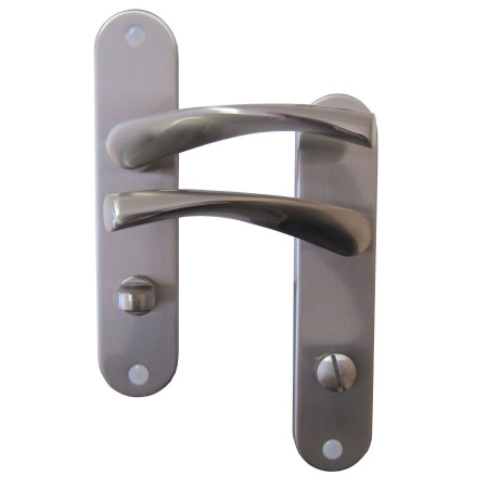 Poignées de porte à verrou Léon nickelé mat 165mm - B BEAUTY