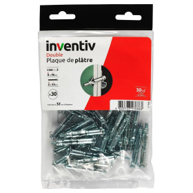 Chevilles Double Plaque Plâtre Ø8x46mm INVENTIV - Fixation Robuste