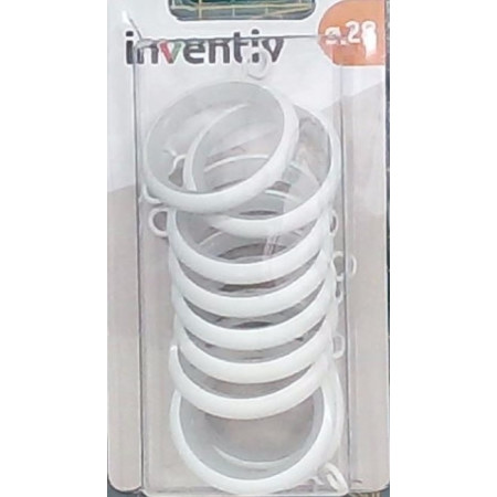 Anneaux Rideaux Blanc 28mm INVENTIV - 10 pièces
