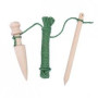 Plantoir Piquet Hêtre & Cordeau Jute 10m Kit Jardinage Bois