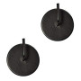 2 Support adhésif rond - Métal - Noir laqué