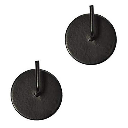2 Support adhésif rond - Métal - Noir laqué
