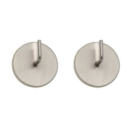 2 Support adhésif rond - Métal - Chrome mat