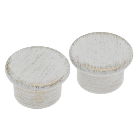 2 Embouts Bouchon - Blanc Patiné Or - Diamètre 20