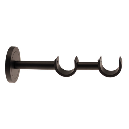 1 Support Mur Double Ouvert ø28 - ø28 - Noir Satiné - 9,5/16,5CM - Diamètre 28