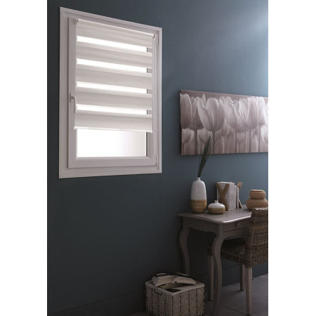 Store enrouleur Jour/Nuit sans perçage blanc 40x160cm INVENTIV