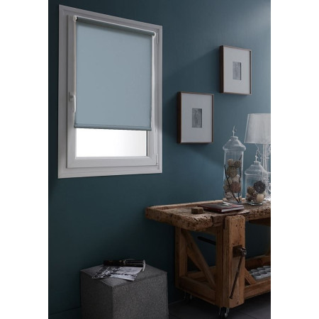 Store enrouleur occultant bleu gris 45x250cm sans perçage - Intimité & Modernité