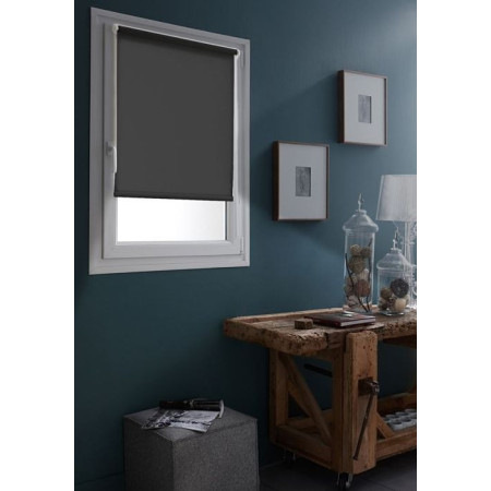 Store enrouleur occultant gris foncé 60x250cm sans perçage - Intimité & Protection