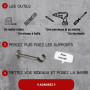 1 Ensemble Embout Flamme _ 1 Barre + 2 emb + 2 sup 13-20CM - Argent Vieilli - 120-210CM - Diamètre 20
