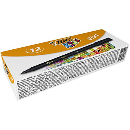 BIC Visa Kids Stylos-Feutres Pointe Fine Noir - Boîte de 12
