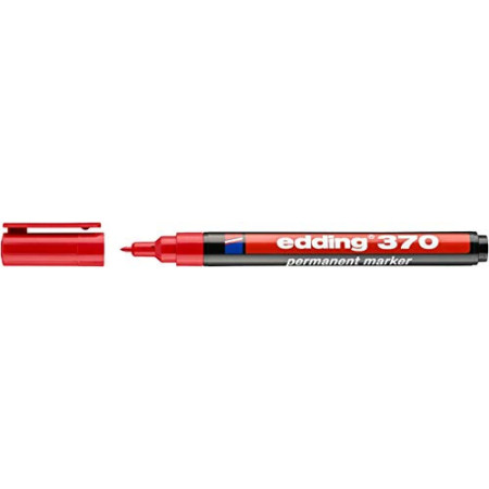 EDDING 370 Marqueur Permanent Rouge - Pointe Fine, Encre Résistante à l'Eau