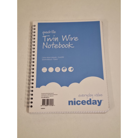 Carnet NICEDAY A5 Quadrille Bleu - Double Spirale